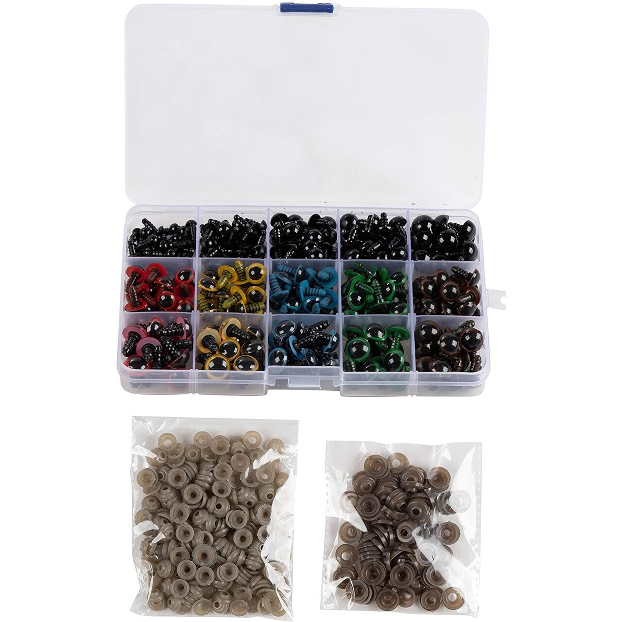 Plastic Doll Eyes and Washers, 5 Sizes, 6 Designs (304 Pieces)